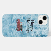 Vintager roter LKW auf blauem Schneeflockenhinterg Case-Mate iPhone Hülle (Rückseite (Horizontal))