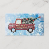 Vintager roter LKW auf blauem Schneeflockenhinterg Visitenkarte (Rückseite)