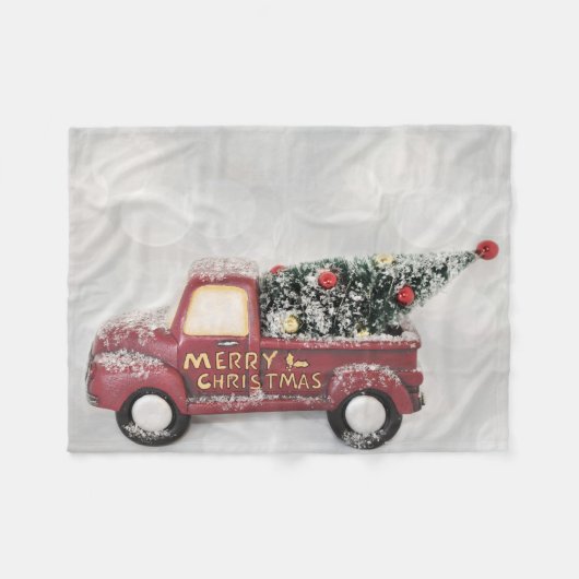 Vintager roter LKW auf grauem Hintergrund Fleecedecke (Vorderseite (Horizontal))