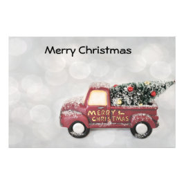 Vintager roter LKW auf grauem Hintergrund Fotodruck