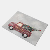 Vintager roter LKW auf grauem Hintergrund Fußmatte (Schrägansicht)