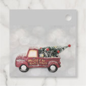 Vintager roter LKW auf grauem Hintergrund Geschenkanhänger (Rückseite)