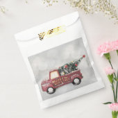 Vintager roter LKW auf grauem Hintergrund Geschenktütchen (Versiegelt)