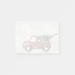 Vintager roter LKW auf grauem Hintergrund Post-it Klebezettel