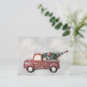 Vintager roter LKW auf grauem Hintergrund Postkarte (Stehend Vorderseite)