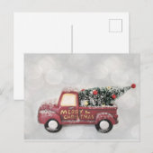 Vintager roter LKW auf grauem Hintergrund Postkarte (Vorne/Hinten)
