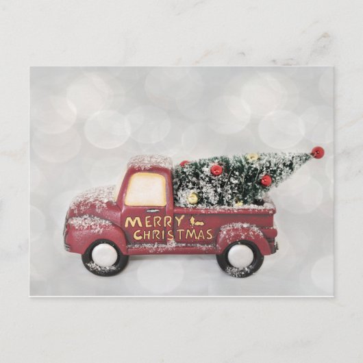 Vintager roter LKW auf grauem Hintergrund Postkarte (Vorderseite)