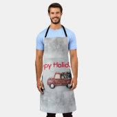 Vintager roter LKW auf grauem Hintergrund Schürze (Getragen)