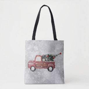 Vintager roter LKW auf grauem Hintergrund Tasche
