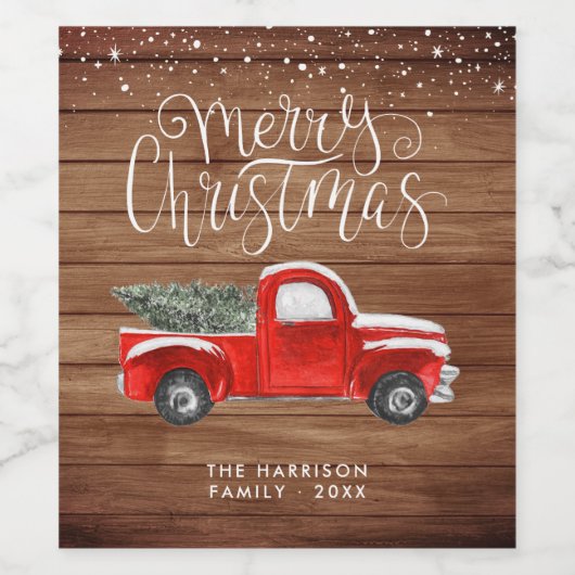 Vintager roter LKW Bauernhof Weinkennzeichen Weinetikett (Einzelnes Label)