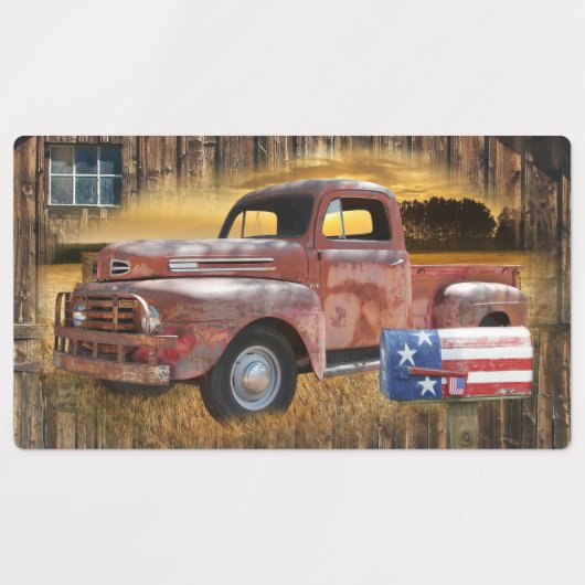 Vintager Roter LKW Etiketten (Design 2)