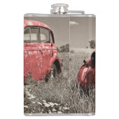 Vintager roter Lkw-Flasche Flachmann (Rückseite)