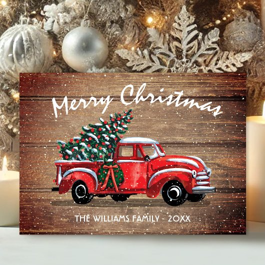 Vintager roter LKW Frohe Weihnachten Rustikales Ho