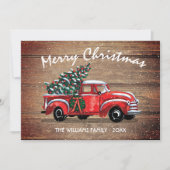 Vintager roter LKW Frohe Weihnachten Rustikales Ho (Vorderseite)