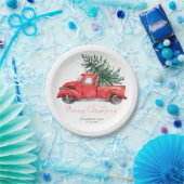 Vintager Roter LKW Frohe Weihnachtsfeierlichkeiten Pappteller (Party)