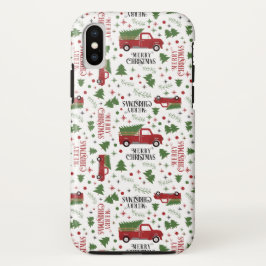 Vintager roter LKW Frohe Weihnachtsmuster Case-Mate iPhone Hülle