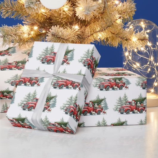 Vintager roter LKW für Rustikale Schafe Geschenkpapier (Feiertage)