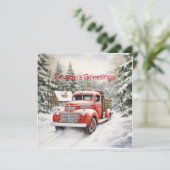 Vintager roter LKW für Weihnachten (Stehend Vorderseite)