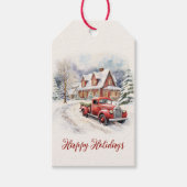 Vintager roter LKW für Weihnachten Geschenkanhänger (Vorderseite)