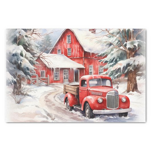 Vintager roter LKW für Weihnachten Geschenkanhänger