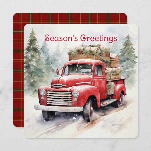 Vintager roter LKW für Weihnachten Serviette