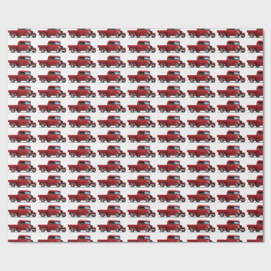Vintager Roter LKW Geschenkpapier (Flach)