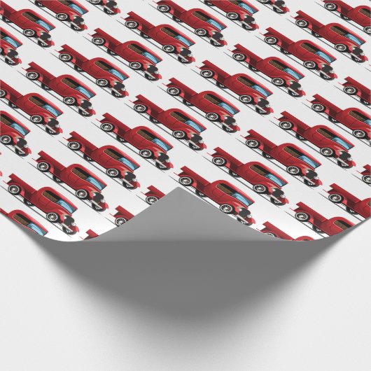 Vintager Roter LKW Geschenkpapier (Ecke)