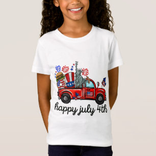 Vintager roter Lkw Happy 4 th of july Independence T-Shirt