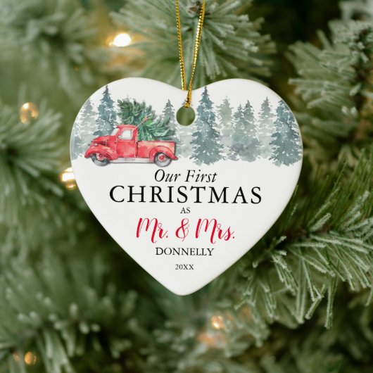 | Vintager Roter LKW Keramik Ornament (Baum)