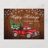 Vintager roter LKW-Lights Urlaub in Aquarell Postkarte (Vorderseite)