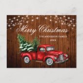 Vintager roter LKW-Lights Weihnachten Postkarte (Vorderseite)