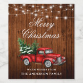 Vintager roter LKW-Lights Weihnachten Weinetikett (Einzelnes Label)