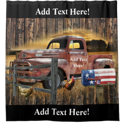 Vintager roter LKW-LKW-LKW Duschvorhang (Vorderseite)