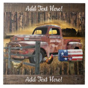 Vintager roter LKW-LKW-LKW Fliese