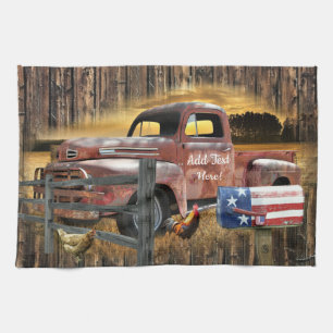 Vintager roter LKW-LKW-LKW Geschirrtuch