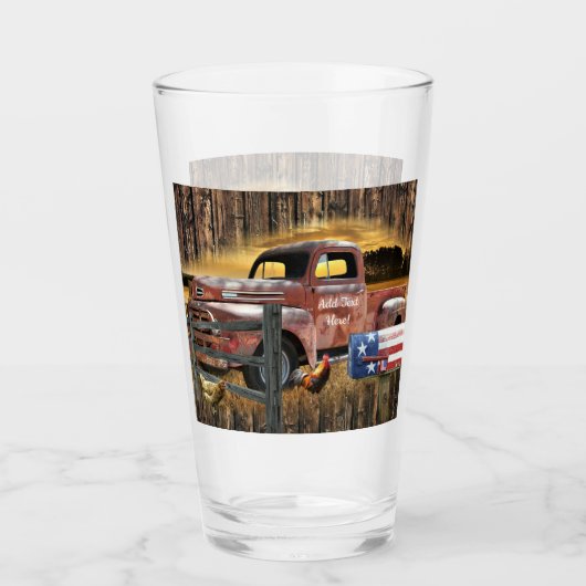 Vintager roter LKW-LKW-LKW Glas (Vorderseite)