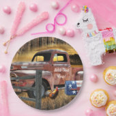 Vintager roter LKW-LKW-LKW Pappteller (Party)