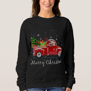 Vintager roter LKW mit fröhlichem Weihnachtsbaum Sweatshirt