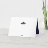 Vintager roter LKW mit Kiefernwald | Weihnachten Karte (Rückseite)