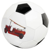 Vintager roter LKW mit Oberleitung, Fußball (Dreiviertel)