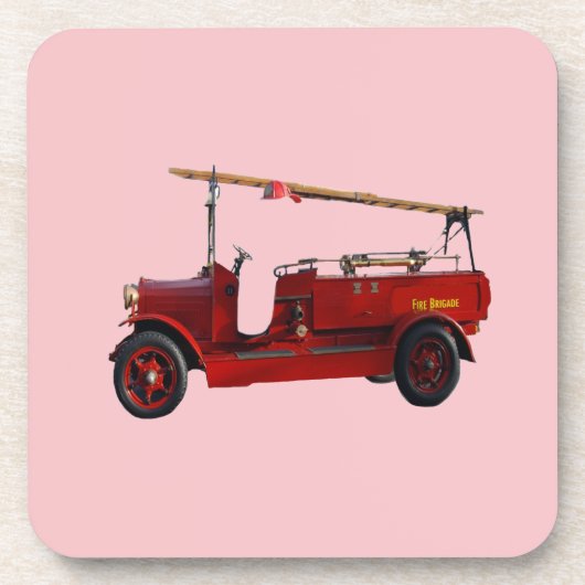 Vintager roter LKW mit Oberleitung, Getränkeuntersetzer (Vorderseite)
