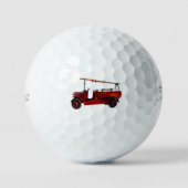 Vintager roter LKW mit Oberleitung, Golfball (Vorderseite)