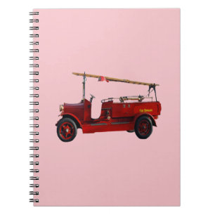 Vintager roter LKW mit Oberleitung, Notizblock