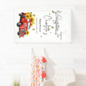 Vintager roter LKW mit Sonnenblumendusche Banner (Insitu)