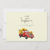 Vintager roter LKW mit Sonnenblumendusche Einladung (Rückseite)