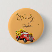 Vintager roter LKW mit Sonnenblumenmaus Button (Vorderseite)