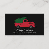 Vintager roter LKW mit Weihnachtsbaum Visitenkarte (Vorderseite)