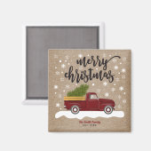 Vintager roter LKW mit Weihnachtsbaumrücklauf Magnet (Vorderseite/Rückseite)
