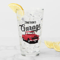 Vintager roter Lkw Name Custom Glashumbler