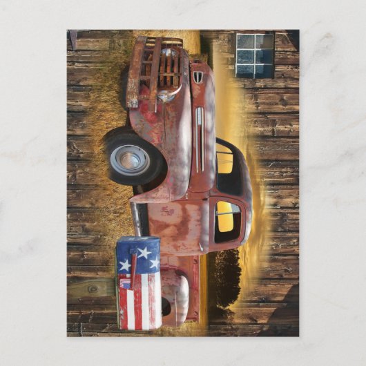 Vintager Roter LKW Postkarte (Vorderseite)